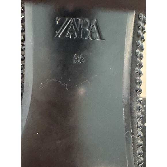 Zara Women Rhinestone Boots Heeled Ankle Black Size EU 38 US 7.5 Booties - Picture 15 of 16